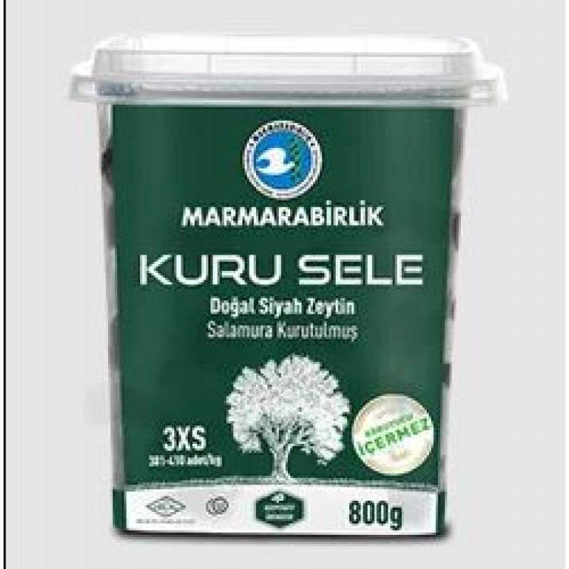 MARMARA BİRLİK GEMLİK KURU SELE  SİYAH ZEYTİN (3XS) (381-410) 800GR